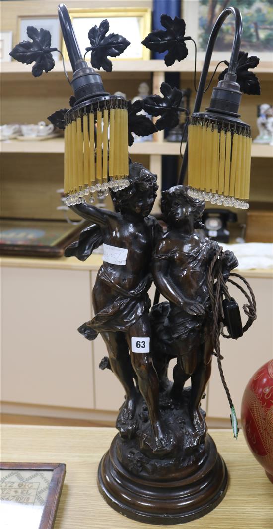 A figurative bronzed table lamp
